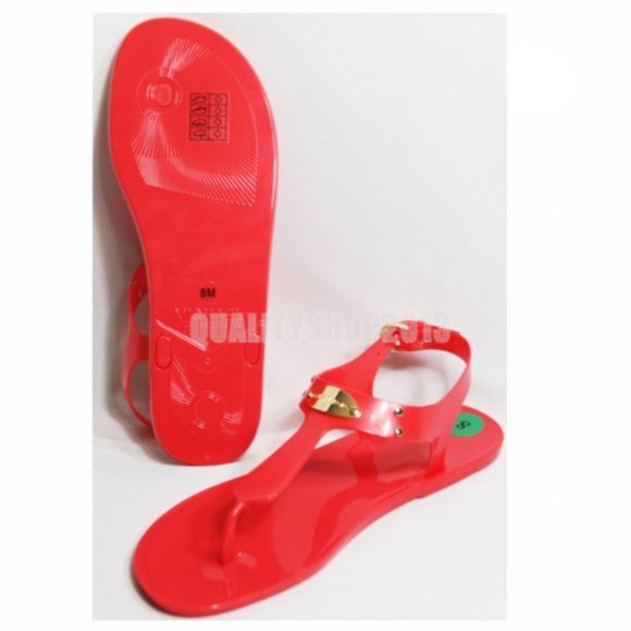NEW MICHAEL KORS JELLY Plate Thong Sandal MK logo Coral Reef - Picture 9 of 9